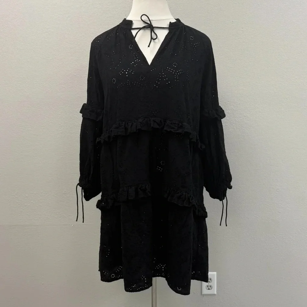 Munthe Black Thaya Mini Dress - Size 14 (44)